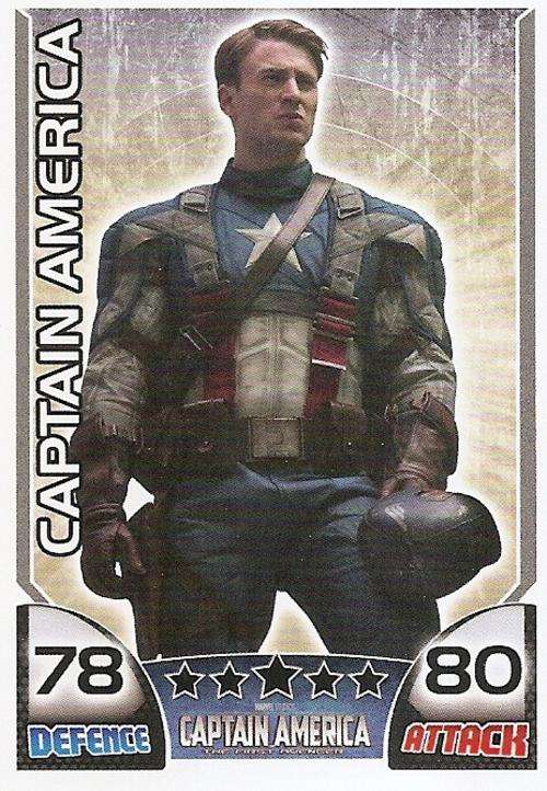 TOPPS HERO ATTAX - MARVEL UNIVERSE - CAPTAIN AMERICA "RARE" MOVIE CARD "UNNUMBERED"