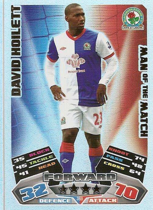 MATCH ATTAX 2012 - DAVID HOILETT `MAN of the MATCH` CARD