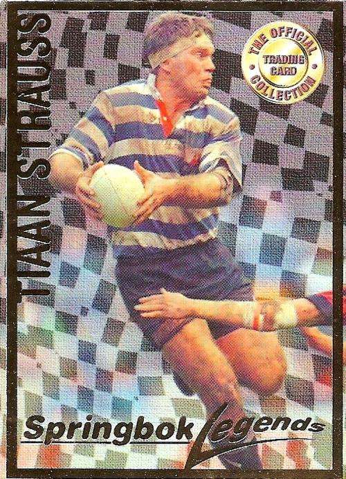 RUGBY 1997 COLLECTION by PANINI - TIAAN STRAUSS "LEGEND FOIL" CARD 113