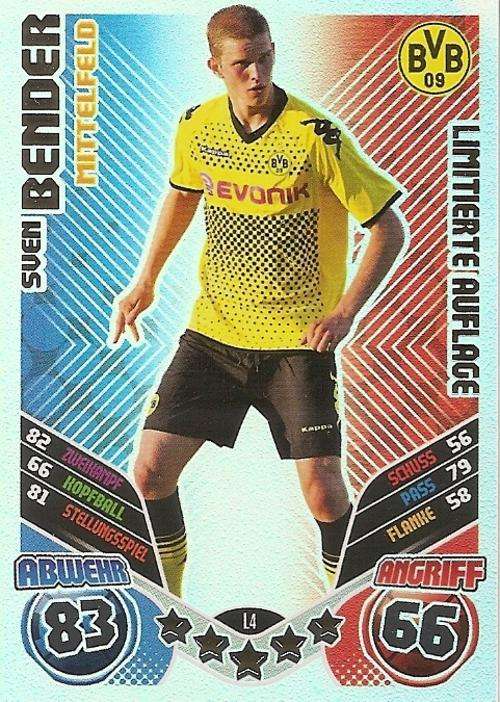 MATCH ATTAX "BUNDESLIGA" 2012 - SVEN BENDER "RARE" LIMITED EDITION CARD