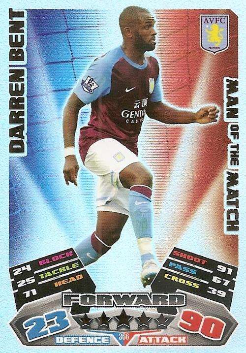 MATCH ATTAX 2012 - DARREN BENT "MAN of the MATCH" CARD