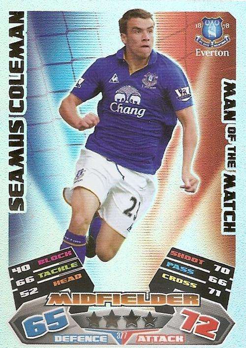MATCH ATTAX 2012 - SEAMUS COLEMAN "MAN of the MATCH" CARD