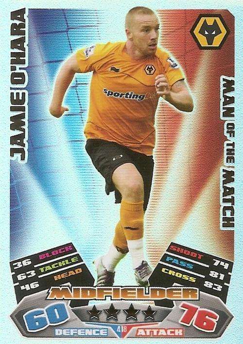 MATCH ATTAX 2012 - JAMES O'HARA "MAN of the MATCH" CARD