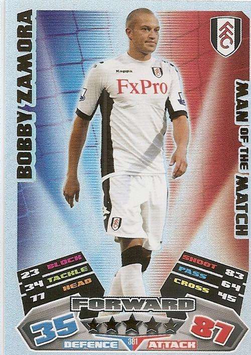 MATCH ATTAX 2012 - BOBBY ZAMORA "MAN of the MATCH" CARD