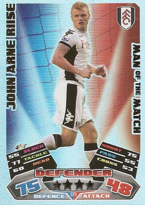 MATCH ATTAX 2012 - JOHN ARNE RIISE "MAN of the MATCH" CARD