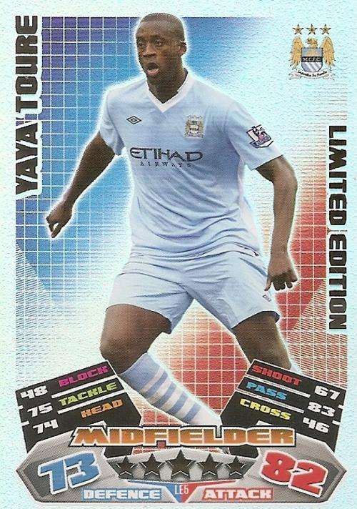 YAYA TOURE - MATCH ATTAX 2011/2012 - RARE "LIMITED EDITION" TRADING CARD