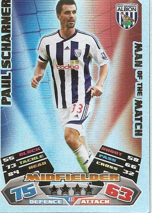 MATCH ATTAX 2012 - PAUL SCHARNER "MAN of the MATCH" CARD