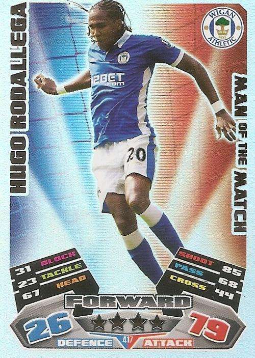 MATCH ATTAX 2012 - HUGO RODALLEGA "MAN of the MATCH" CARD