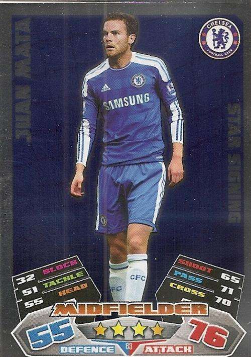MATCH ATTAX 2012 - JUAN MATA "STAR SIGNING" CARD