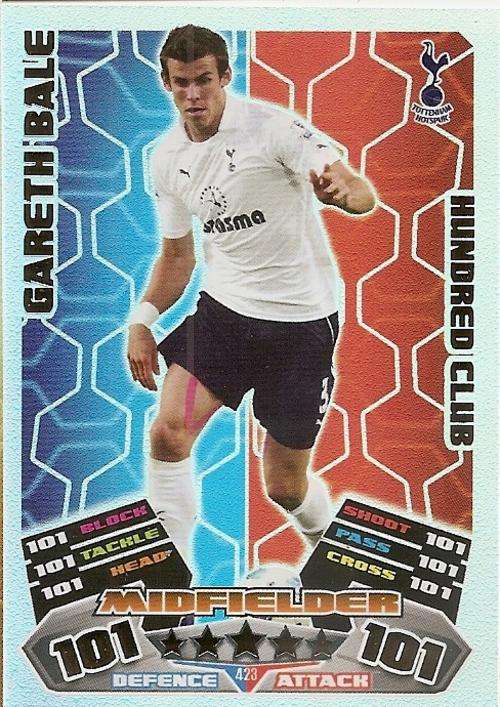 MATCH ATTAX 2012 - GARETH BALE  "CLUB 100" CARD