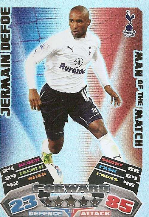 MATCH ATTAX 2012 - JERMAINE DEFOE "MAN of the MATCH" CARD