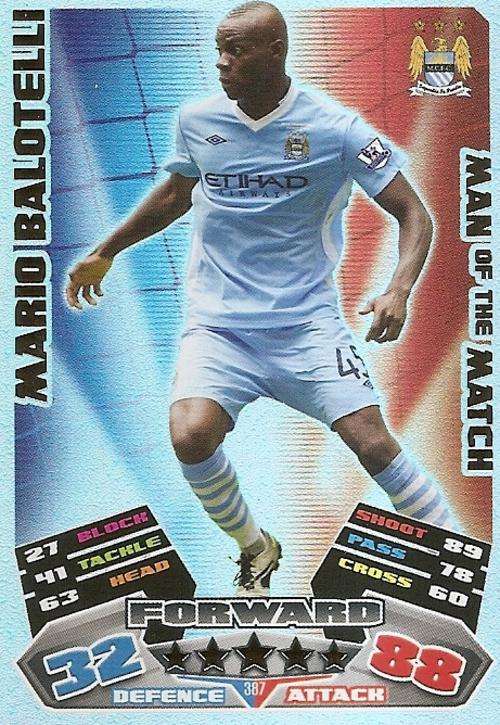 MATCH ATTAX 2012 - MARIO BALOTELLI "MAN of the MATCH" CARD