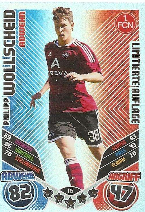MATCH ATTAX "BUNDESLIGA" 2012 - PHILLIPP WOLLSCHEID "RARE" LIMITED EDITION CARD