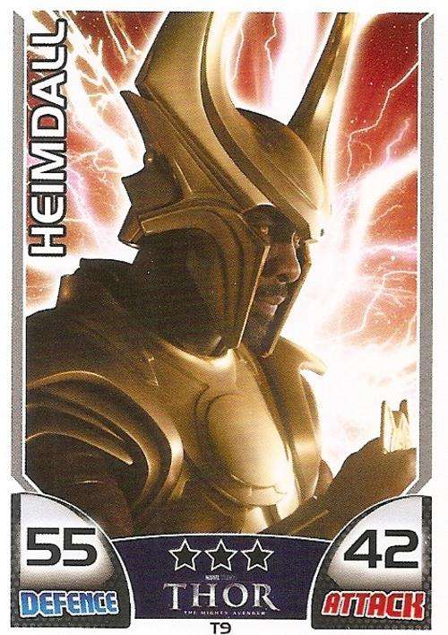 TOPPS HERO ATTAX - MARVEL UNIVERSE - THOR "RARE" MOVIE CARD "HEIMDALL T9"