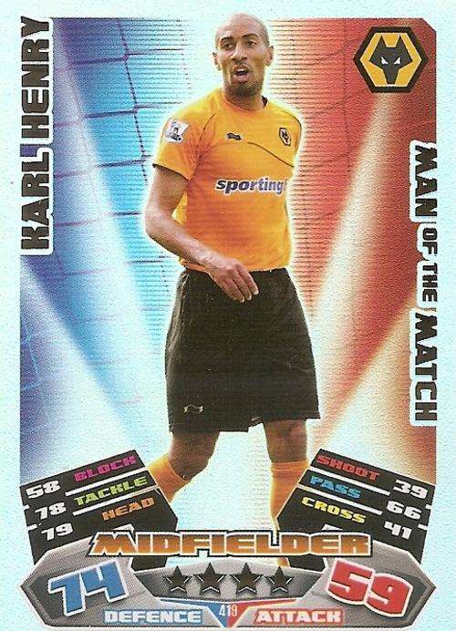 MATCH ATTAX 2012 - KARL HENRY "MAN of the MATCH" CARD