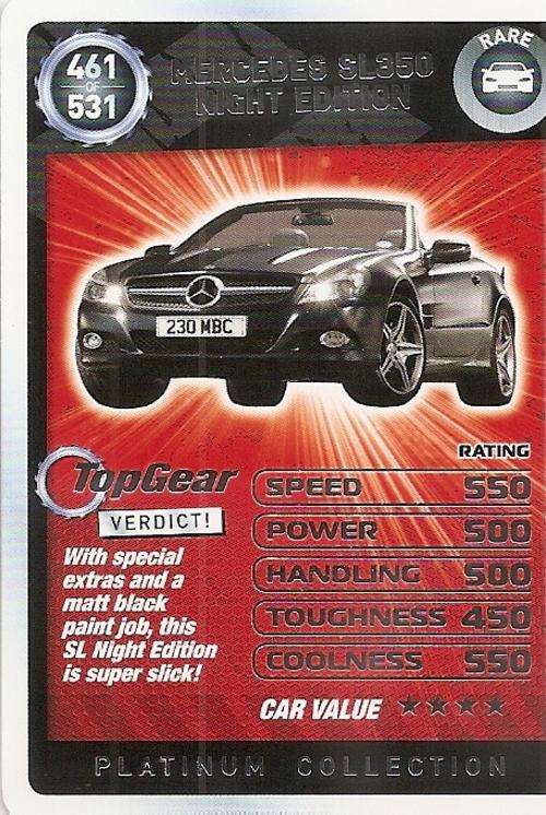 TOP GEAR TURBO CHALLENGE PLATINUM - MERCEDES SL350 `RARE` 461 CARD