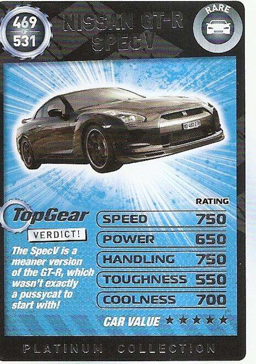 TOP GEAR TURBO CHALLENGE PLATINUM - NISSAN GT-R `RARE` 469 CARD