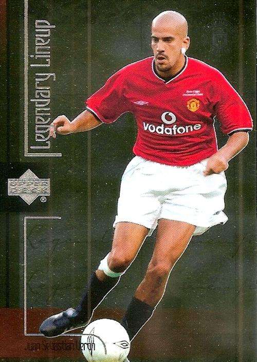 JUAN S. VERON - RARE `LEGENDARY LINE-UP` GOLD INSERT LL10 - UPPER DECK MANCHESTER UNITED 2002