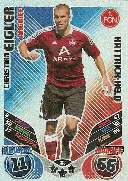 MATCH ATTAX "BUNDESLIGA" 2012 - CHRISTIAN EIGLER "HAT TRICK HERO" CARD