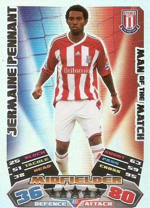 MATCH ATTAX 2012 - JERMAINE PENNANT "MAN of the MATCH" CARD