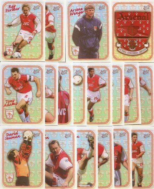 ARSENAL FC - FUTERA  UK `FANS SELECTION` 1997 - SET of 18 `EMBOSSED LIMITED EDITION` TRADING CARDS
