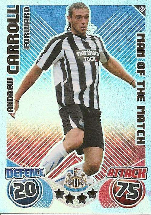 MATCH ATTAX 2010/11 - ANDREW CARROLL M/MATCH CARD