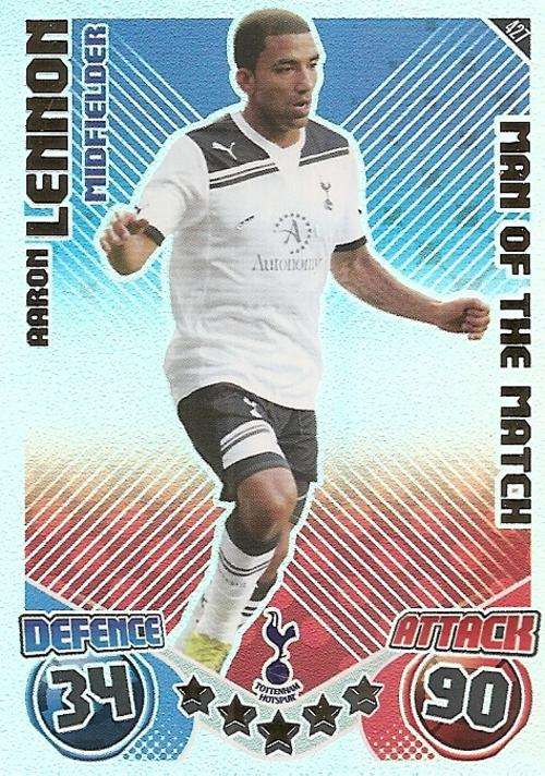 MATCH ATTAX 2010/11 - AARON LENNON M/MATCH CARD