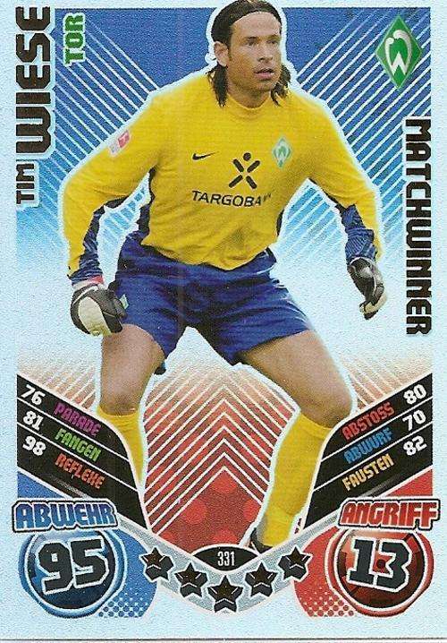 MATCH ATTAX "BUNDESLIGA" 2012 - TIM WIESE  "MATCHWINNER" CARD