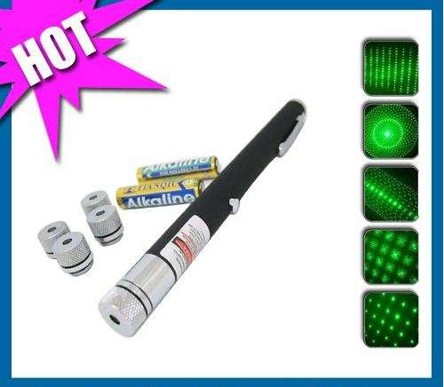 200 mw Super Bright Green Laser with 5 Star Caps