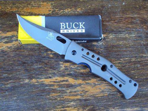 Buck steel Clip Titanium crossing Line Lock Knife 62