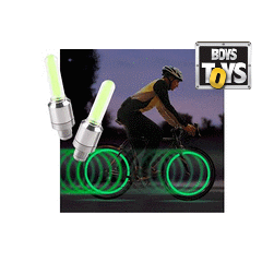 Pack Of 2 Fireflys Green LED Flash Valve Cap for Bicycle or Car