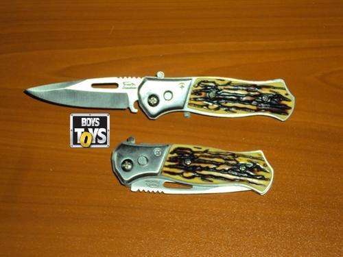 Stainless Steel Flick Knife with Bonelike Handle