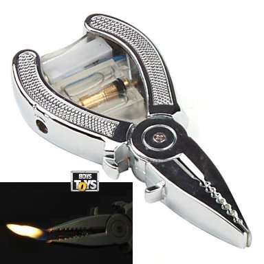 Pliers Style Refillable Butane Cigarette Lighter with Light and Cap Opener
