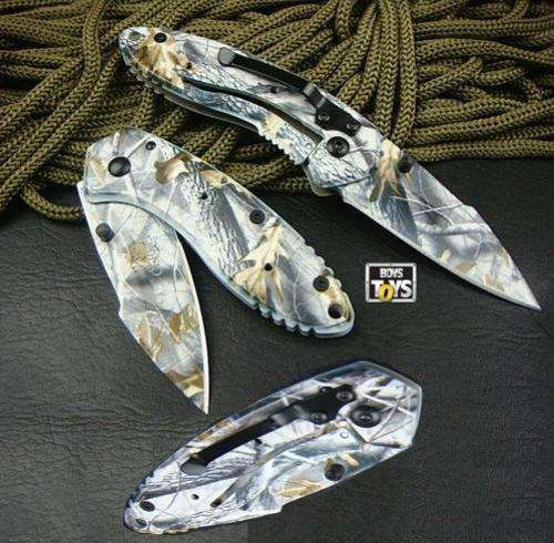 Camouflage Pocket Folding Knife Aviation aluminum Handle 440C Steel Blade - 2 on Auction!!