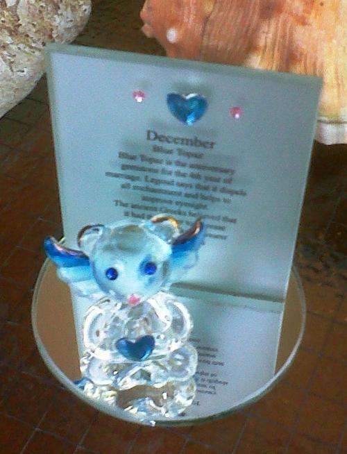 December Blue Topaz Teddybear Ornament