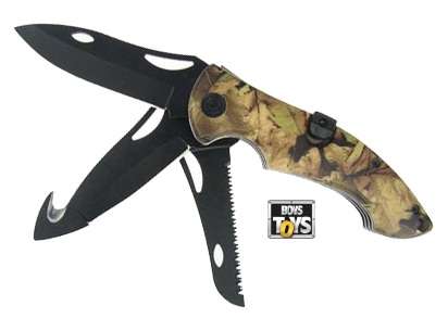 Camo Tri-Blade Lock Blade Hunting Knife