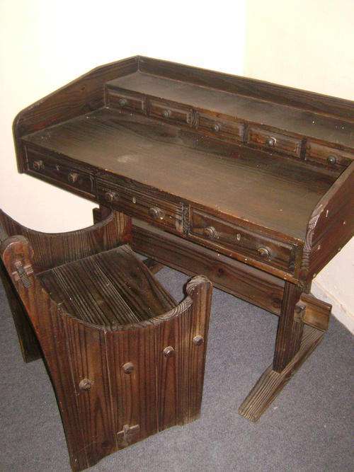 Antique Solid Wood Desk and Chair - Collectors Item