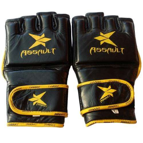 Assault Leather Grappling Gloves - Yellow