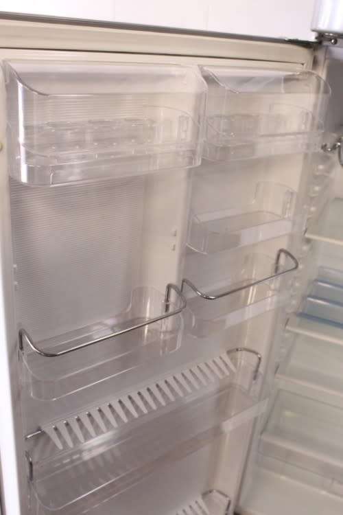 A silver original Smeg (model FAB30S7) "50's Retro Style Aesthetic" fridge-freezer combo