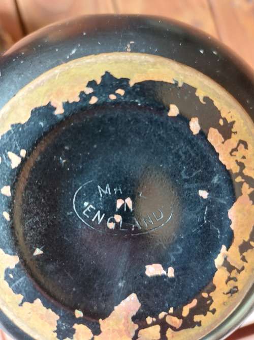Vintage Brass Etched Engraved Painted Metal Vase Made In England - Collectors item