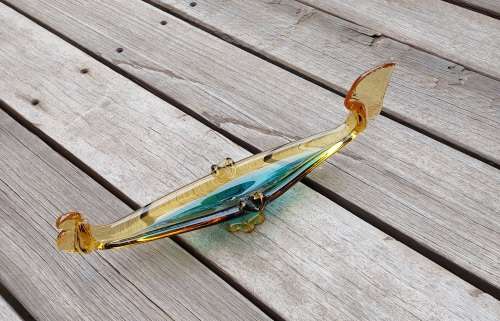 Vintage Murano Glass Gondola, Ashtray, Beautiful Amber and Green