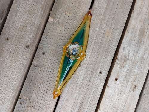 Vintage Murano Glass Gondola, Ashtray, Beautiful Amber and Green