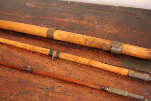 Antique Edwardian split cane fishing rod