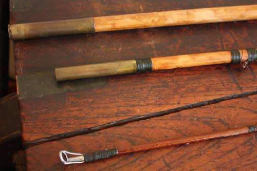 Antique Edwardian split cane fishing rod