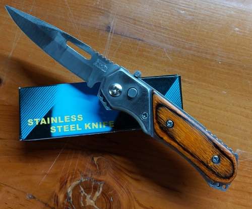 Stainless Steel Flick knife with wood handle
