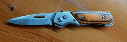 Stainless Steel Flick knife with wood handle