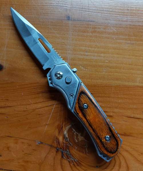 Stainless Steel Flick knife with wood handle