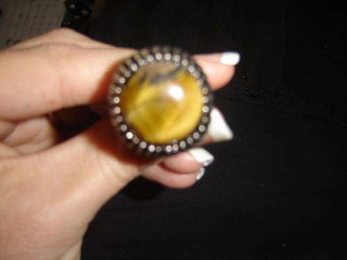 NATURAL ROUND TIGERS EYE RING