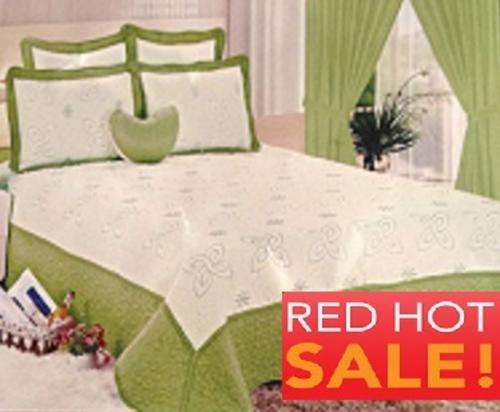10 Piece Bedspread Set in Lovely Green - Bargain Price