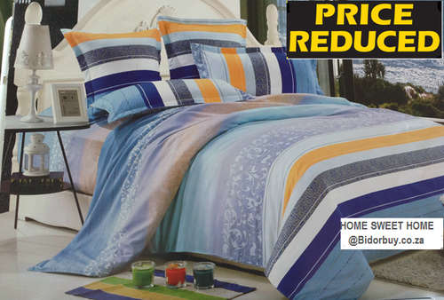ZERO SHIPPING FEE - 6 Piece Double Sized Duvet Cover Set, Soft Cotton Feel, Fresh Summer Stripes